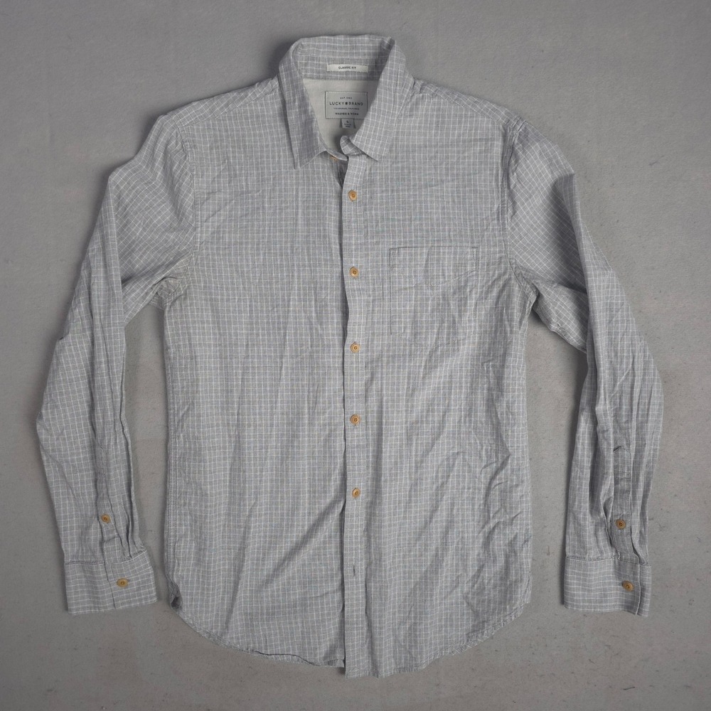 Lucky Brand Mens Classic‎ Fit Plaid Long Sleeve Button Down Shirt Small